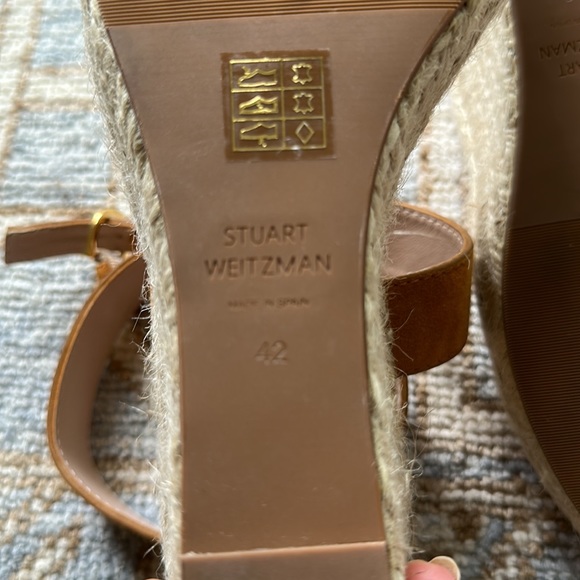 Stuart Weitzmann Lexia Suede Wedge Espadrille Sandals - Picture 7 of 13